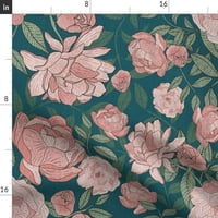Луксозно кадифено одеяло, 50 70 - Викториански божур розово сини ботанически божури Флорални одеяло за печат от спонсор