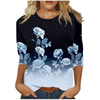 Блузи Ръкав За Жени Сладък Печат Графични Тениски Ежедневни Плюс Размер Основни Върхове Пуловер