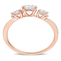 1-Каратов Т. Г. в. Моасаните 10к Розово Злато 3-каменен годежен пръстен