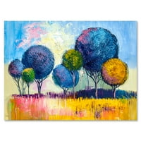 Есен цветни фантазия дървета Иии живопис платно изкуство печат