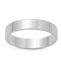Пура обикновен плосък сватбен пръстен нов. Сребърни сребърни пръстени