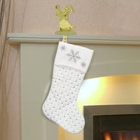Празнично време коледен декор 20 ватиран кадифен чорап със сребърни пайети и предна Сгъваема кадифена маншет с бродирани снежинки
