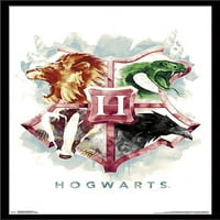 Светът на Wizarding: Хари Потър - Хогвартс Илюстрирана къща Крестс Стенна плакат, 22.375 34