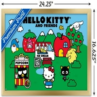 Здравейте Кити и приятели-полеви плакат за стена, 14.725 22.375 в рамка