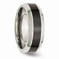 Малка неръждаема стомана основата черна керамична централна скована сватбена лента с размер 10