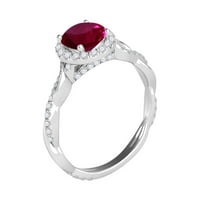Mauli Jewels пръстени за жени 1. Карат преплита диамант и създаден Ruby Ring 4-Prong 14K White Gold