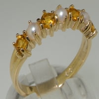 14к култивирана перла от жълто злато и цитрин Дамски сватбен пръстен-размер 5.5