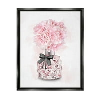 Ступел индустрии розово цвете парфюм глем моден дизайн джет черно рамка плаващо платно стена изкуство, 24х30