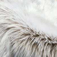 Deluxe Ultra Soft Fau Fau Sheepkin Fur Series Пухкава декоративна закрита закрита зона за килим, крака правоъгълник, бежово и бяло, опаковка