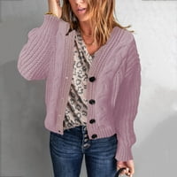 Пуловери за дамски пуловер, женски солиден цвят V-образно деколтета, ежедневни модни върхове с дълъг ръкав блуза Джърси де Навидад Пара Муджер