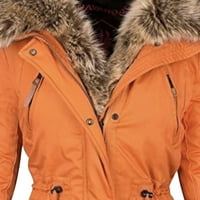 Графични качулки за жени качулка туника върхове зимата топло яка цип Дълъг ръкав памук палто качулка палто оранжев л