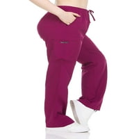 Носете жени ексфолианти панталони женски медицински с джобове начин стреч вино Размер среден