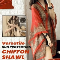 Универсален слънцезащитен шал от шифон,ултралек дишащ слънцезащитен Ръкав шал, пътуващ слънцезащитен шал за дами