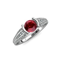 Ruby and Diamond годежен пръстен 1. CT TW в 14K бяло злато.size 8